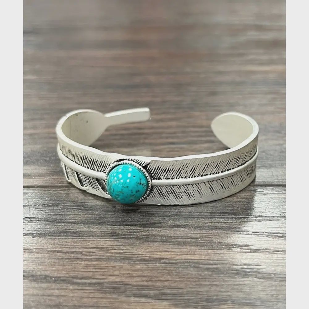 Feather Turquoise Cuff Bracelet