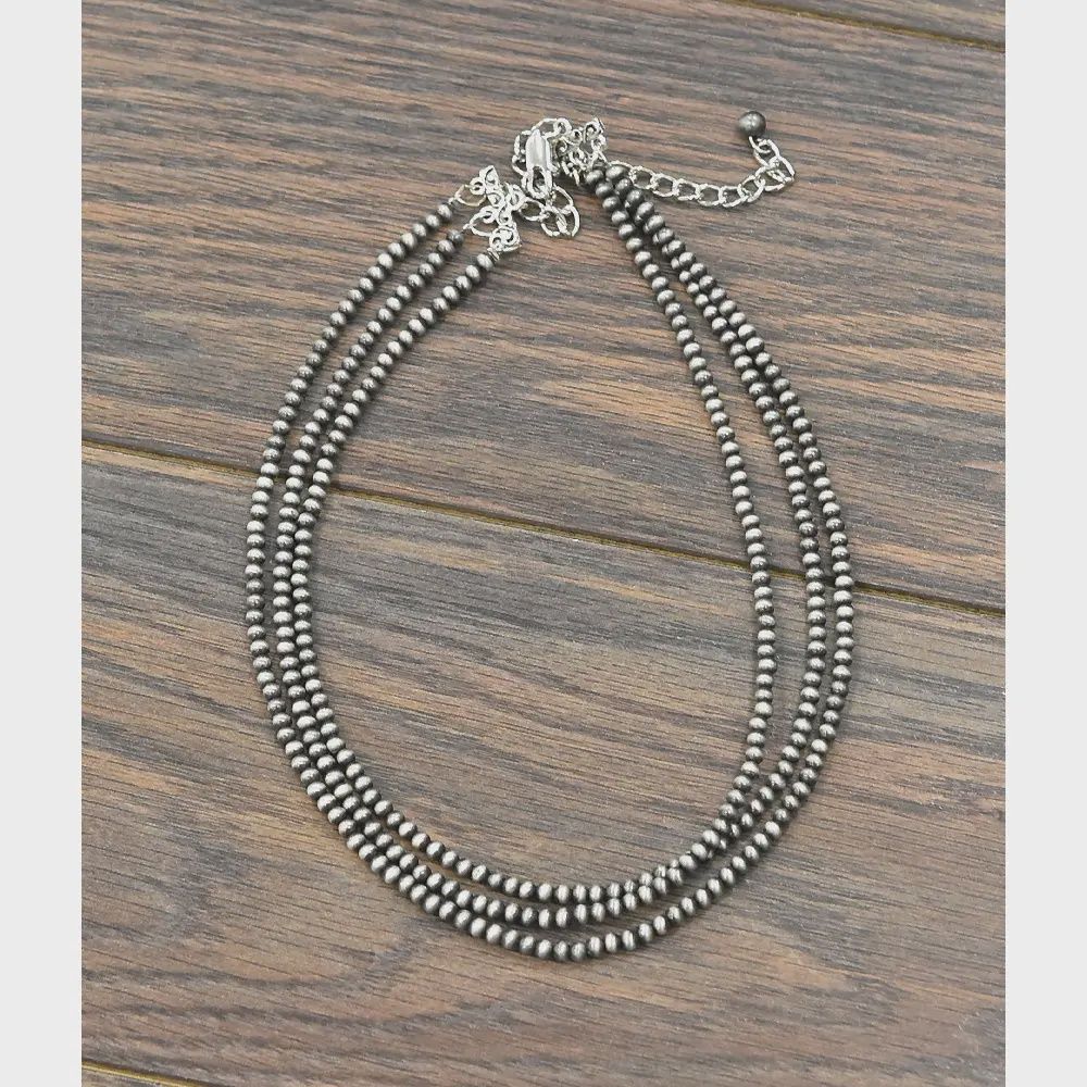 17&quot; 3-strand 4mm Navajo Bead Necklace