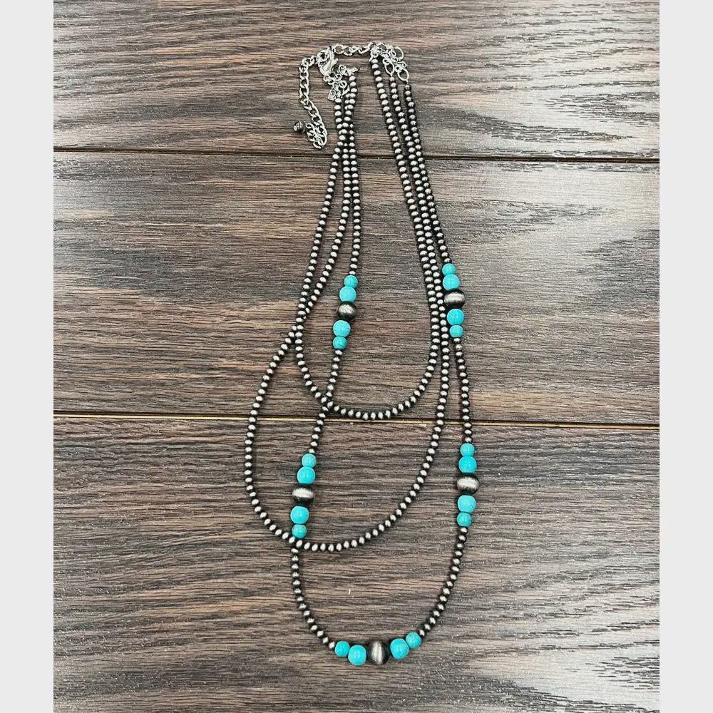 22&quot; 3-strand Navajo, Synthetic Turquoise Necklace
