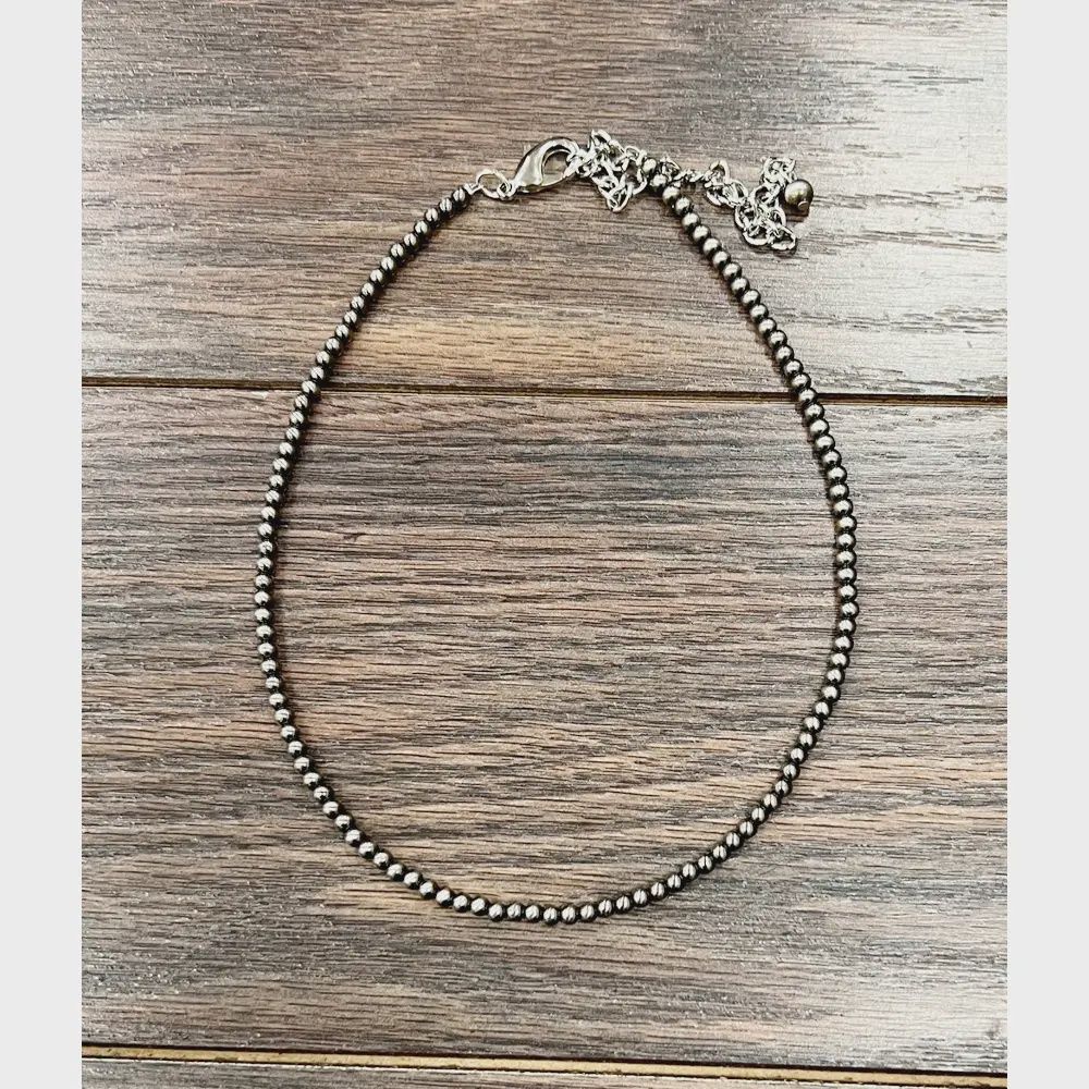 15&quot; 4mm Polish Navajo Bead Necklace