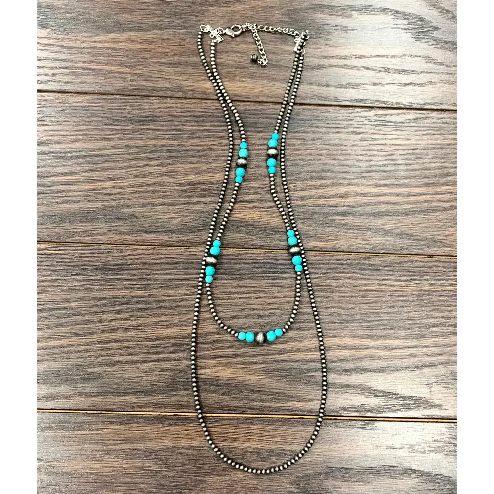 30&quot; 2-strand Navajo &amp; Synthetic Turquoise Necklace