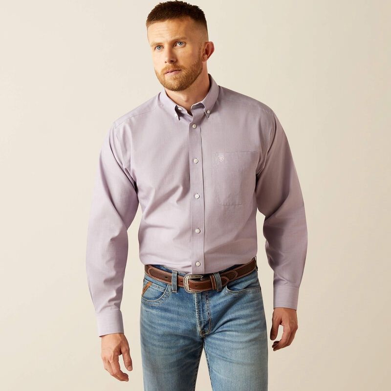 Wrinkle Free Solid Classic Fit Shirt Lilac