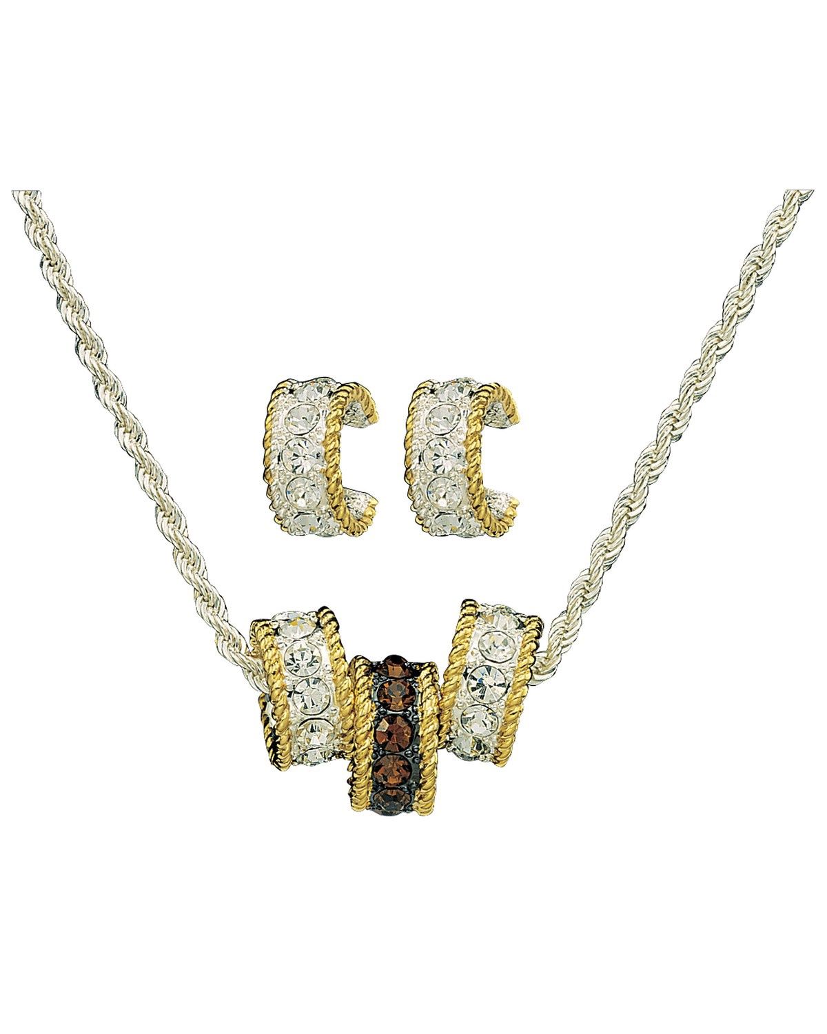 3 Ring Necklace And Earrings