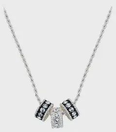 Silver &amp; Black 3 Rings Necklace