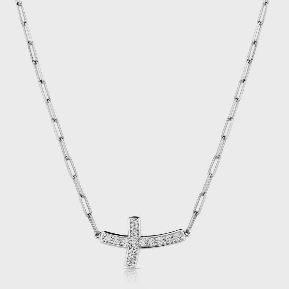 Lean on Me Crystal Cross Necklace