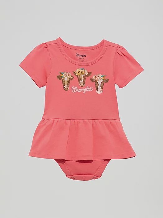 Baby Girl&#39;s Short Sleeve Logo Skirted Bodysuit