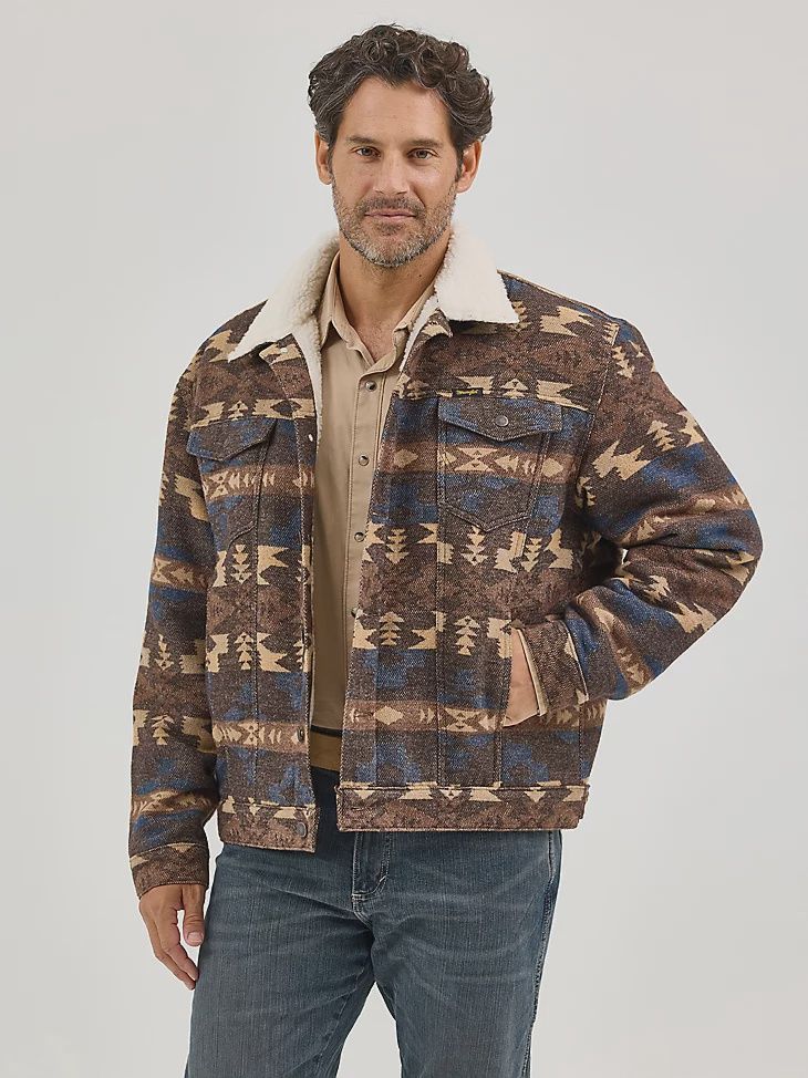 Men&#39;s Wrangler® Sherpa Lined Jacquard Print Jacket