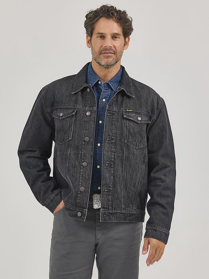 Men&#39;s Wrangler Flannel Lined Western Denim Jacket