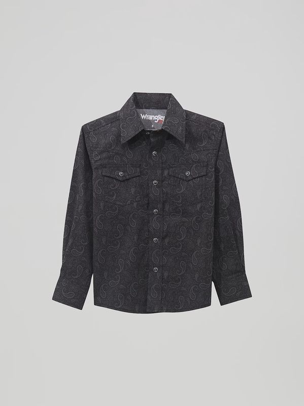 Boy's Wrangler 20X Shadow Paisley Snap Print Shirt