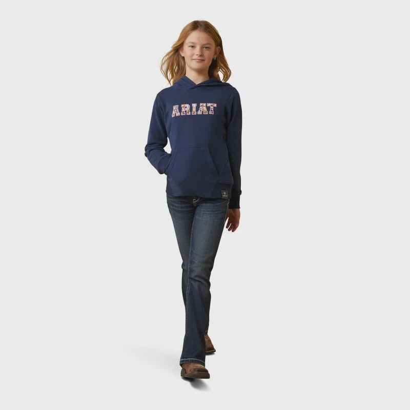 Ariat Navy/Red 3D Logo Hoodie