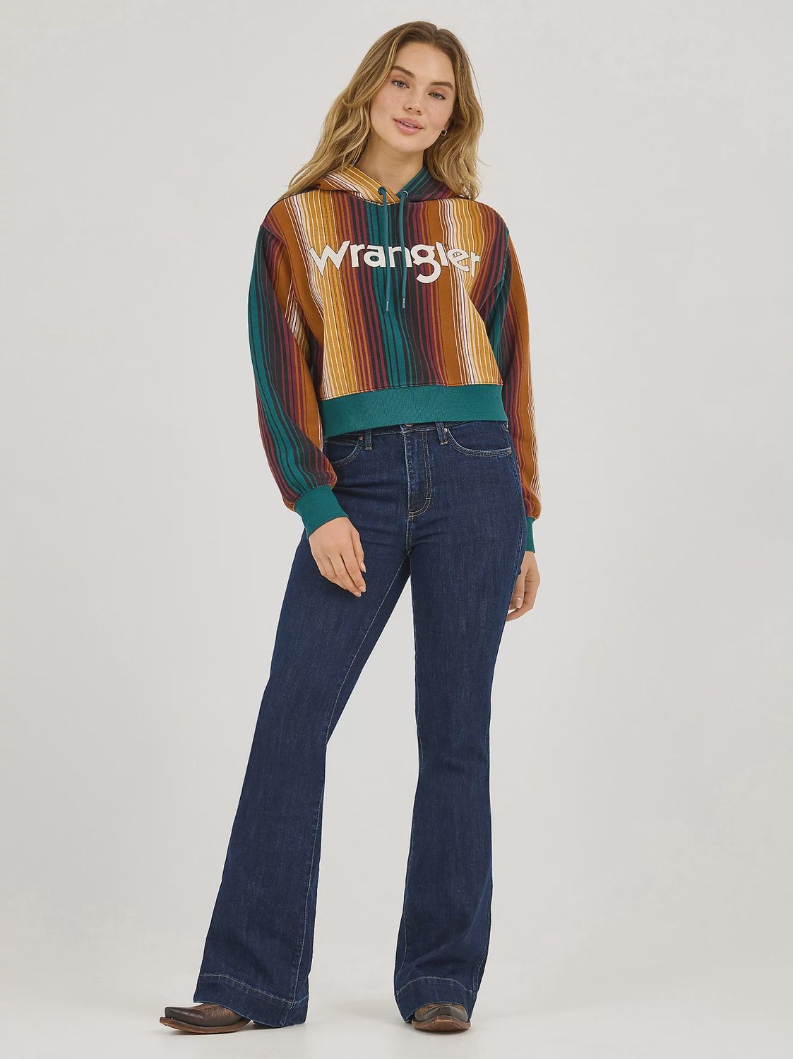 Women&#39;s Striped Serape Cropped Hoodie