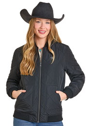Panhandle Black Quilted Bomber Jacket