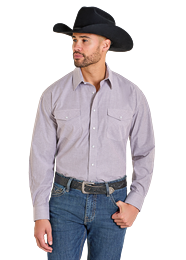 Panhandle Mens LS 2Pkt Snap Blk Stripe