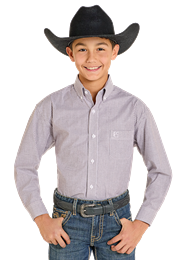 Panhandle Boys LS 2Pkt Snap Blk Stripe
