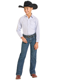 Boys Panhandle Slim LS 2Pkt Snap Blue Stripe