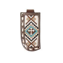 Nocona Knife Sheath Cross Embroidered Brown