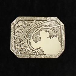 Rectangle Stamped Edge Cowboy Roping Buckle