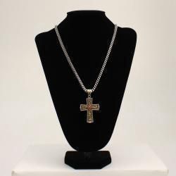 Twister Silver/Gold Cross Necklace 24&quot;