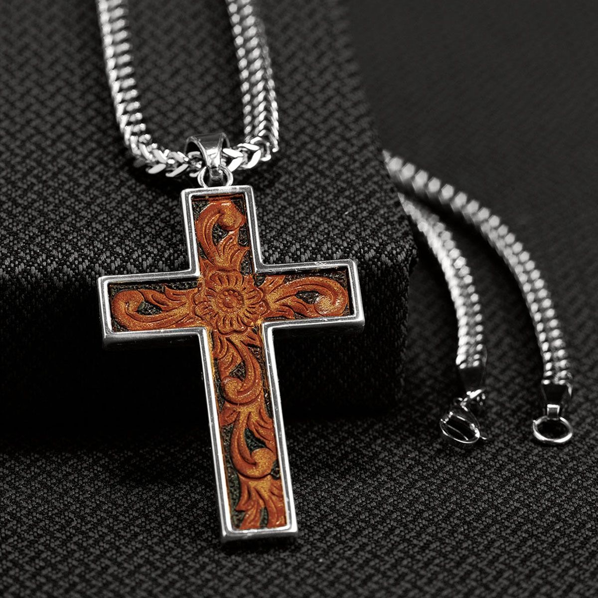 Twister Leather Cross Necklace