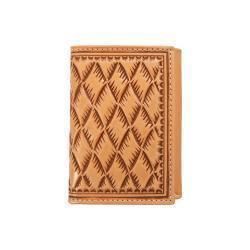 Nocona Mens Trifold Style Wallet Large Basketweave Natural