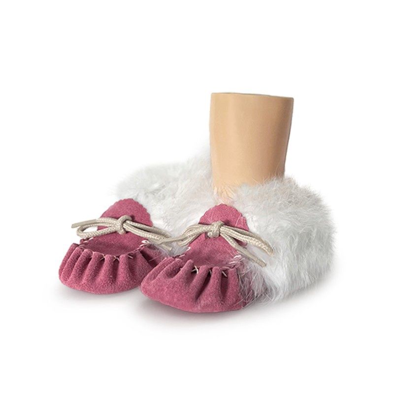 &quot;Laurentian Chief Baby moccasin fur collar, insole&quot;, Colour: Fuchsia, Size: 2