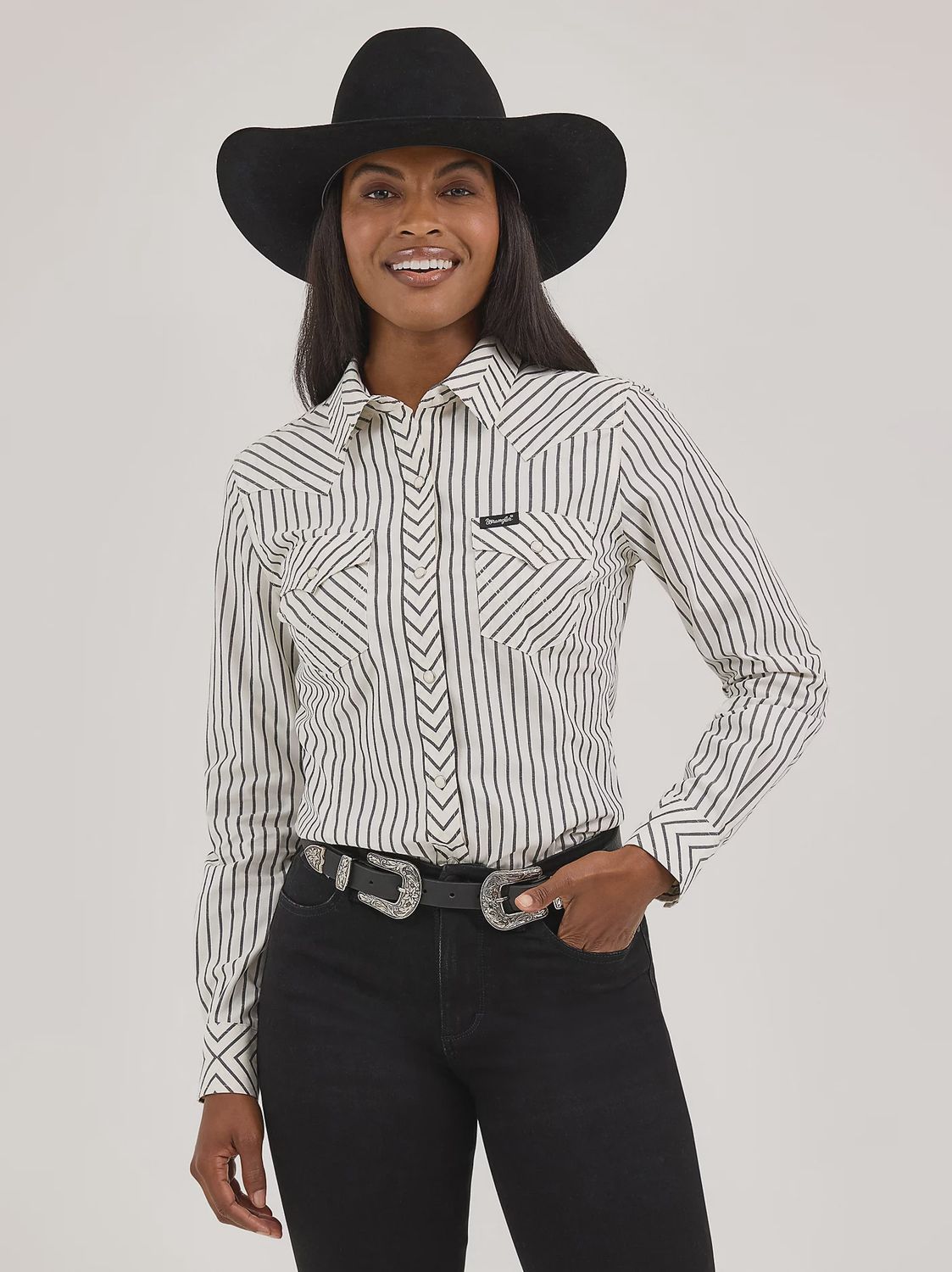 Women's Wrangler Retro Stripe Slim Western Snap Shirt