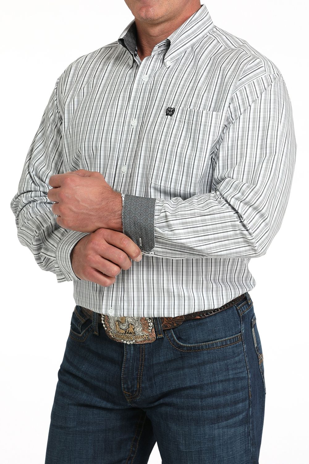 CINCH MENS L/S PLAID 10/25 - WHT