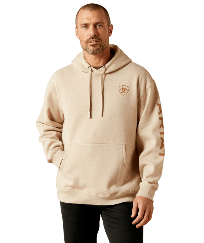 MNS Ariat Logo Hoodie- Oatmeal Heather