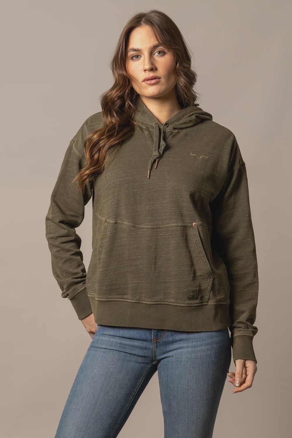 Tess Western Hoodie-Dark Olive