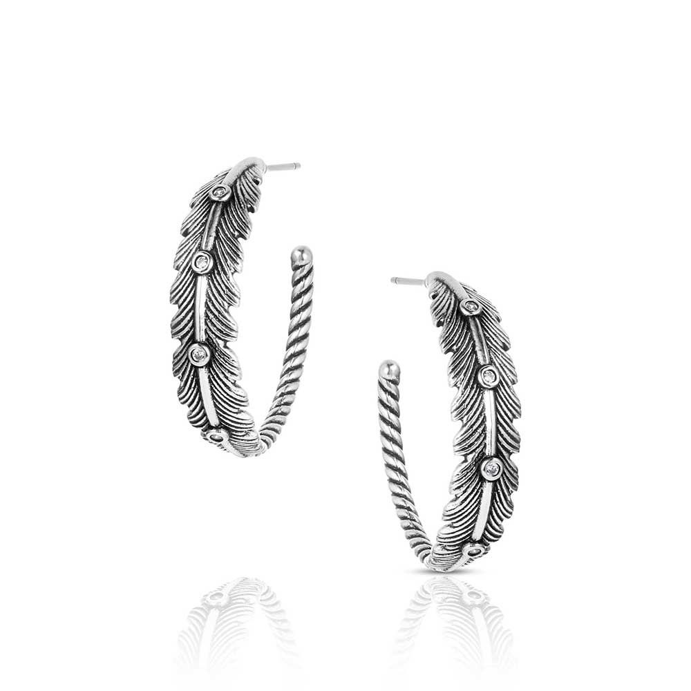 Montana Sliversmiths Feathered Path Hoop Earrings