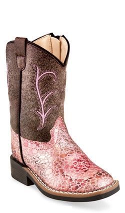 Old West Toddler Brown &amp; Pink Sparkly Boots