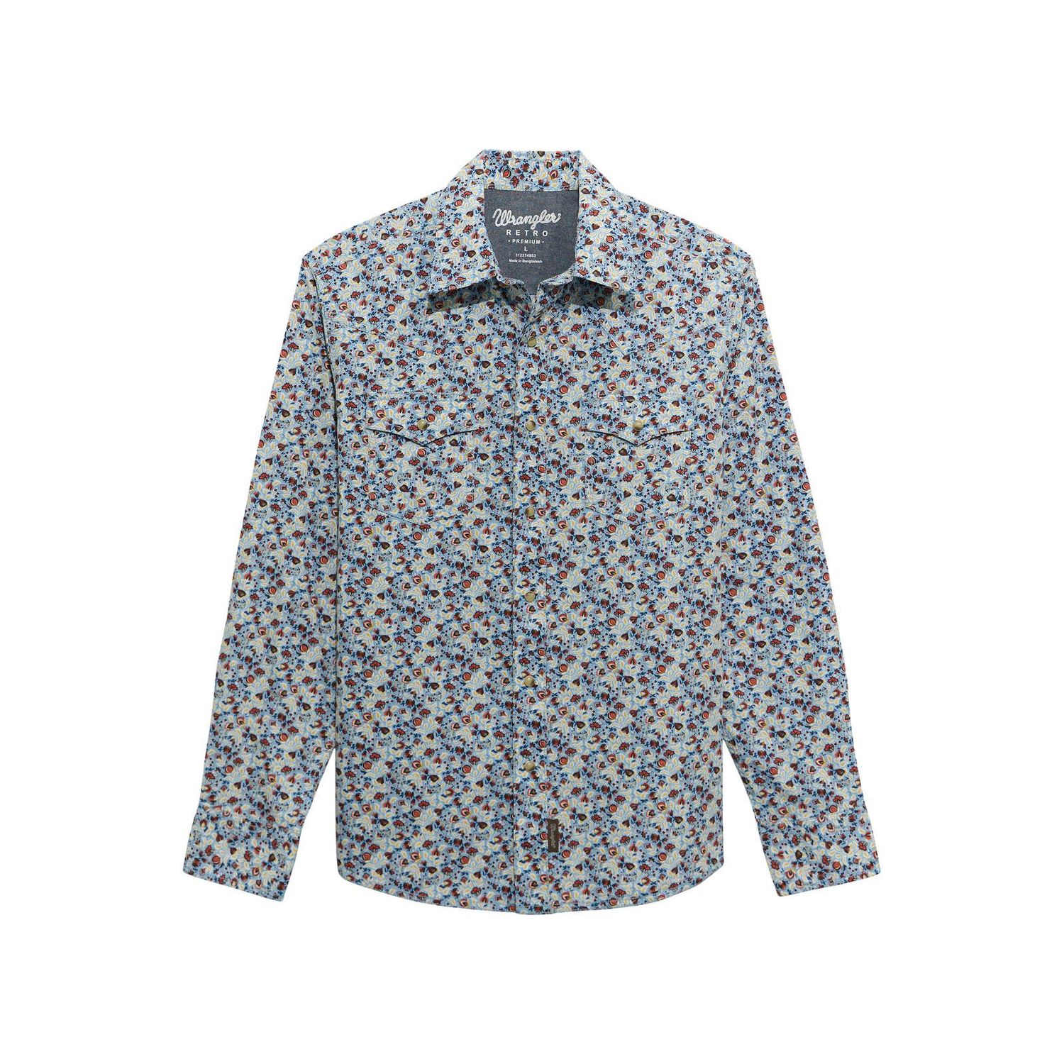 Wrangler Retro® Premium Long Sleeve Snap Shirt - Modern Fit - Blue