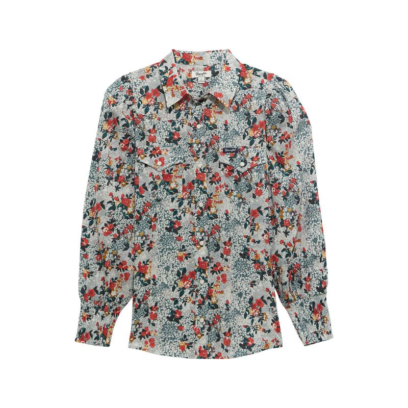 Wrangler Women's Retro® Vintage Long Sleeve Button Up - Green