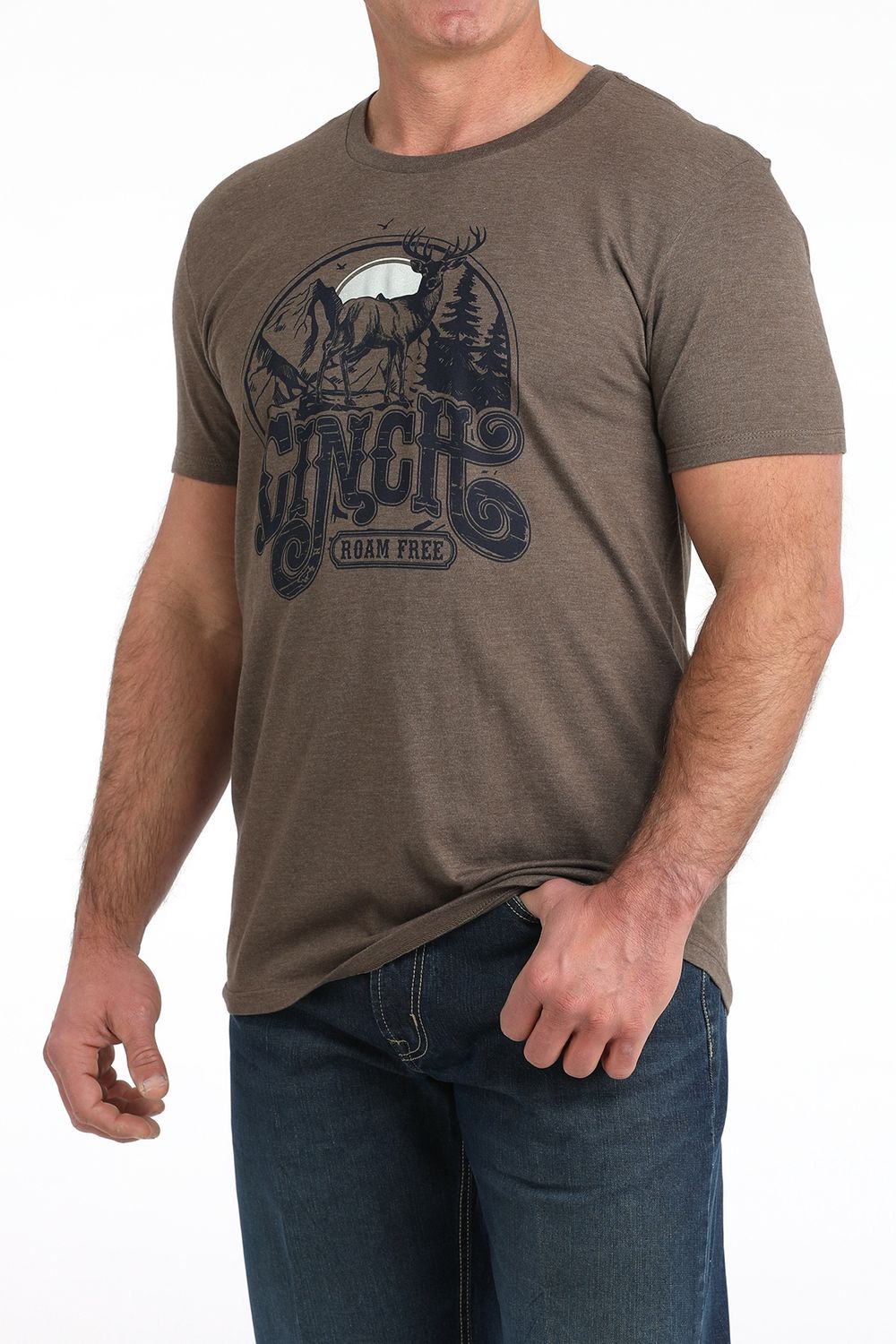 CINCH MENS S/S TEE WHITETAIL - BRN
