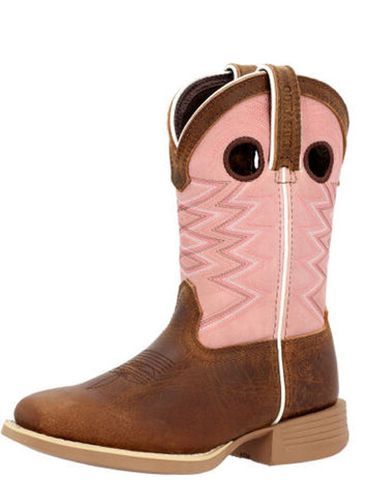 Durango Lil Rebel Pro Youth Boots- Dark Chestnut/Bubble Gum