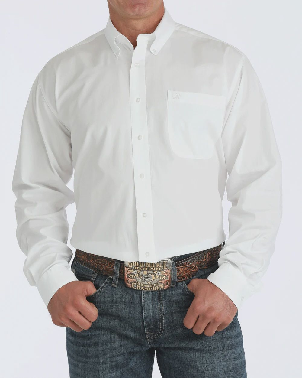 Cinch Men’s Classic Fit Long Sleeve Button Up - White