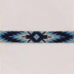 Twister Beaded Hat Band- Blue/White/Green
