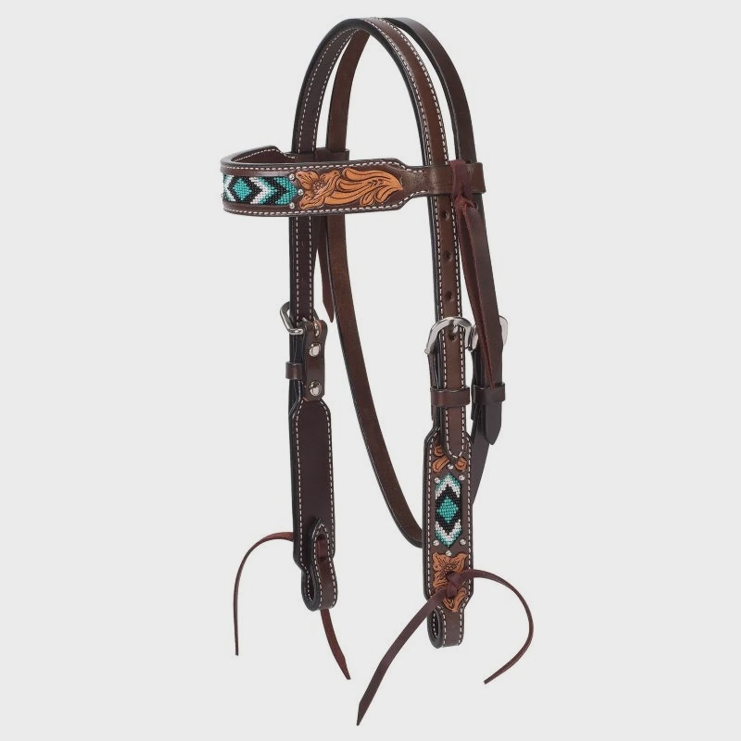 Weaver Pony Browband Headstall - Beaded Turquoise
