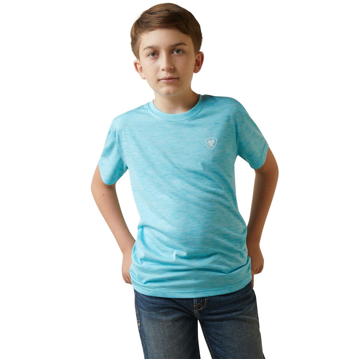 Boys Charger Ariat Seal SS T-Shirt - LT Blue
