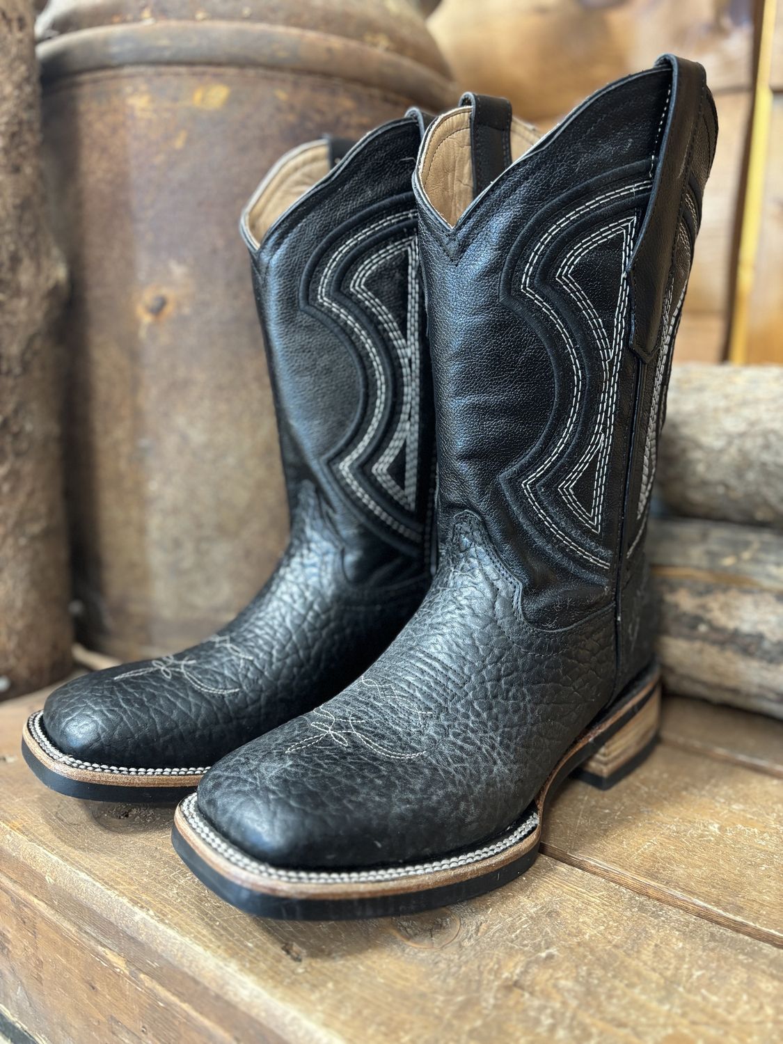 OK Corral Co. Men’s Baby Bull Black Square Toe Black Top Boots