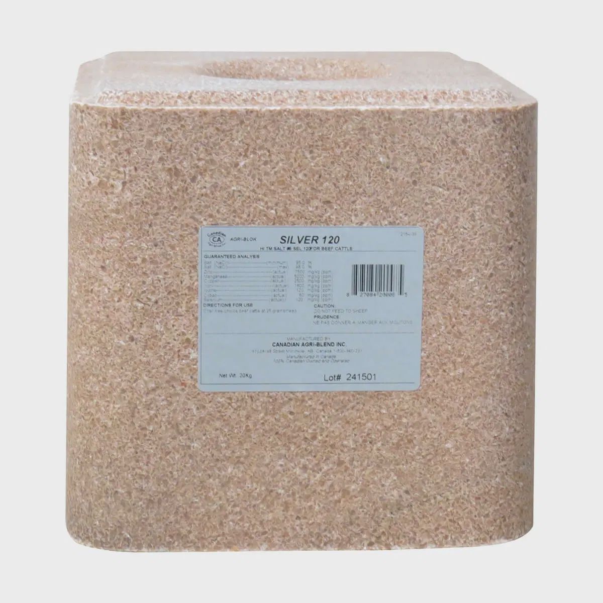 Canadian Agri-Blend Silver 120 Salt BLock-20kg