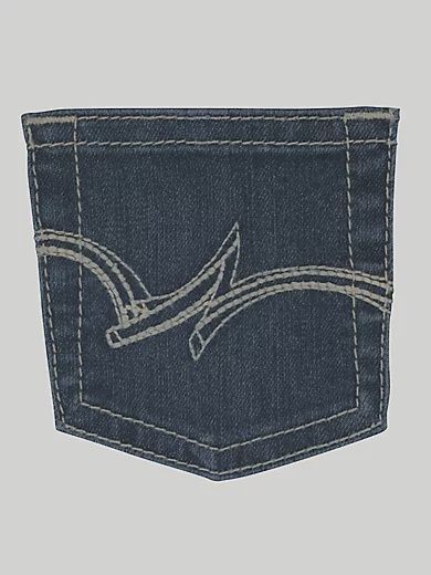 Wrangler Girl's Premium Patch Bootcut Jeans, Colour: Dark Blue, Fit: Slim, Size: 4