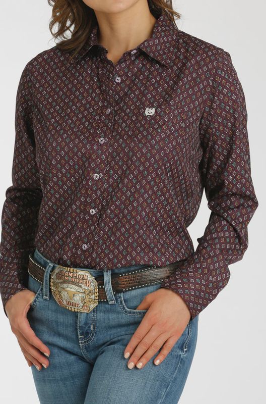 Cinch Women’s ArenaFlex Long Sleeve Button Up - Purple