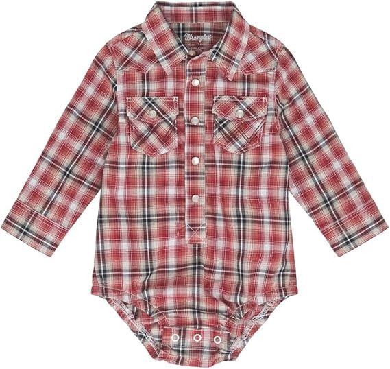 Wrangler Baby Boy Button Up Onesie - Red
