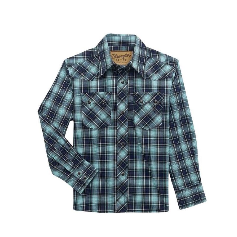 Wrangler Retro Boy’s LS - Blue Plaid