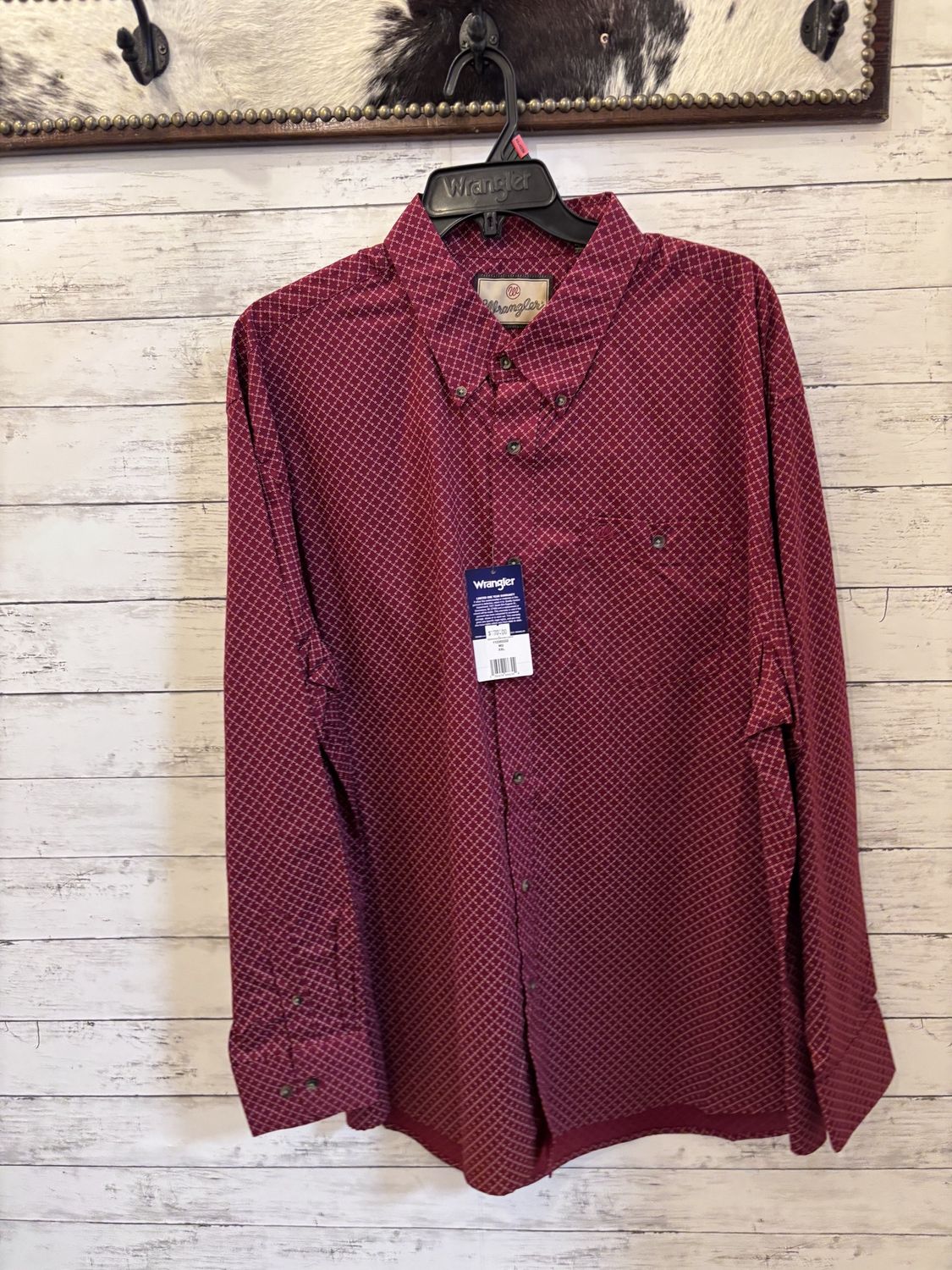 Wrangler Men’s Button Down LS - Red Print