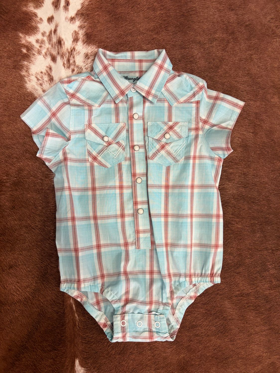 Wrangler® Baby Boy Short Sleeve Bodysuit - Blue/Red