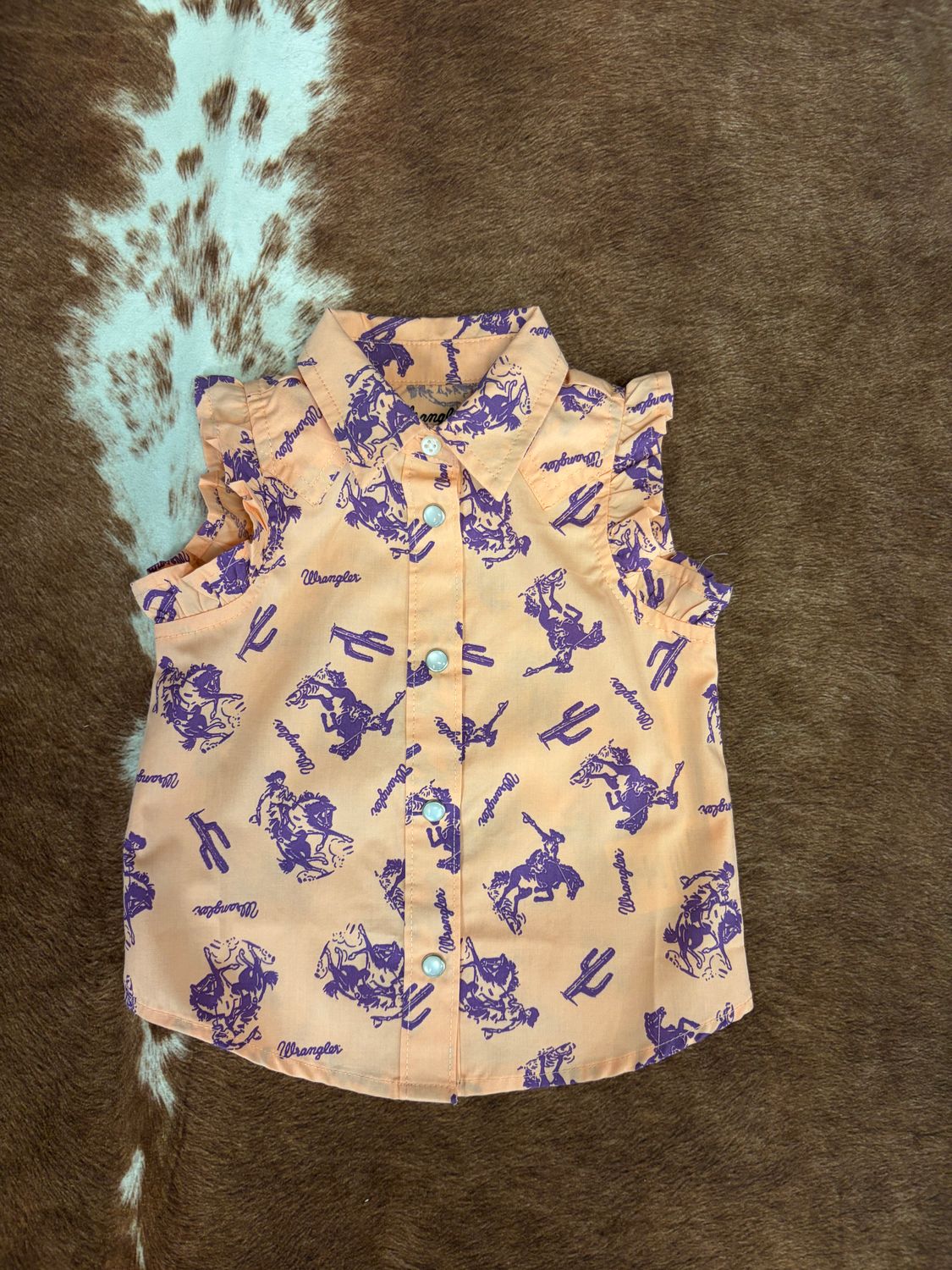 Wrangler Little Girl's Sleeveless Ruffle Western Shirt