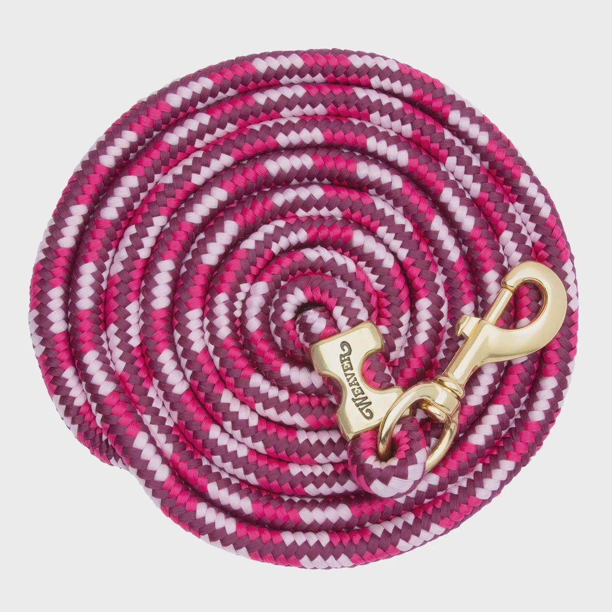 Weaver Poly Lead Rope with a Solid Brass 225 Snap, Colour: Pink/Burgundy