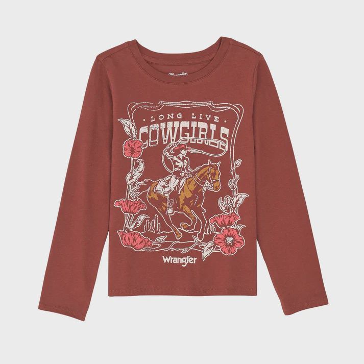 Wrangler Girl's Long Live Cowgirls Long Sleeve Top